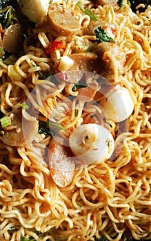 Noodle with sausage and herbspice