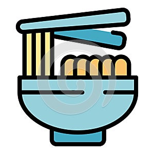 Noodle soup icon vector flat