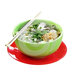 Noodle soup onwhite background photo