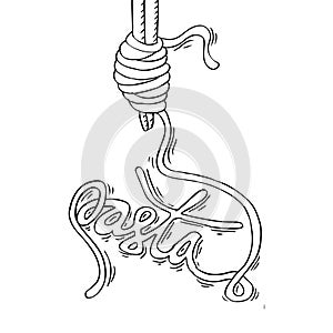 Noodle on stick with Pasta lettering.