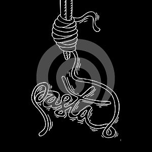Noodle on stick with Pasta lettering.