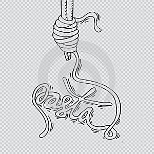 Noodle on stick with Pasta lettering.