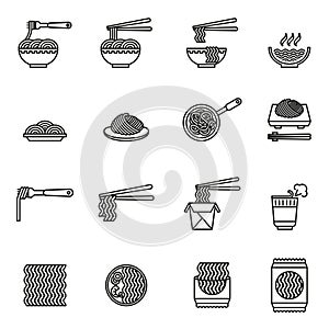 Noodles- Asian food icon set with white background.