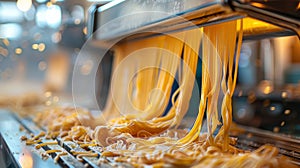 Noodles Being Made on Machine
