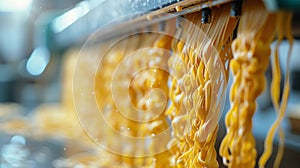 Noodles Being Made on Machine