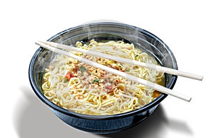 Noodles on the bowl with chopstick