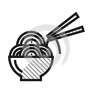 Noodles bowl and chopsticks. Vector illustration decorative design