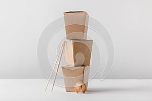 noodles boxes with chopsticks and chinese