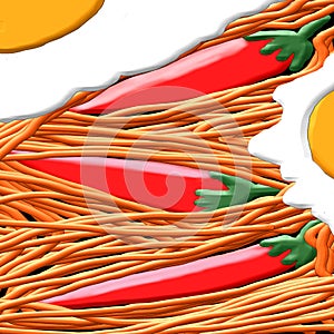 noodles with egg and three chilis