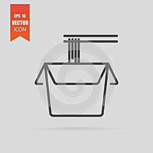 Noodles icon in flat style isolated on grey background