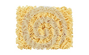 Noodles instant, raw, not cooked, briquette, isolated on white background with clipping path