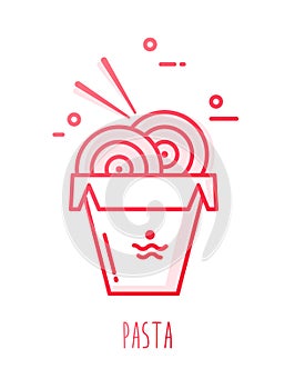 Noodles in a lunch box. Food delivery vector icon