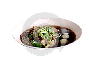 Noodles soup on a white background,with clipping path