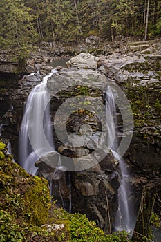 Nooksack Falls is a waterfall along the North Fork of the Nooksack River in Whatcom County, Washington.