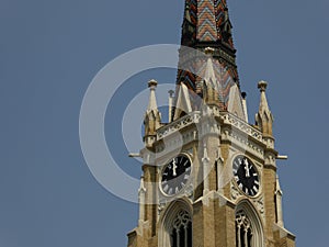 Noon at clock on the church tower