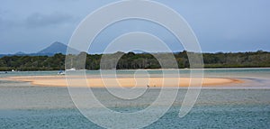 Noosa main beach on a cloudy day