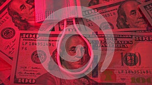 Noose for Benjamin Franklin. 100 dollar bill in a loop. The global economic crisis.