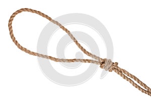 noose with gallows knot tied on thick jute rope