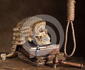 Noose and judge's wig photo