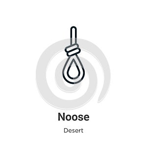 Noose outline vector icon. Thin line black noose icon, flat vector simple element illustration from editable desert concept