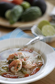 Nopales Soup with Prawns photo