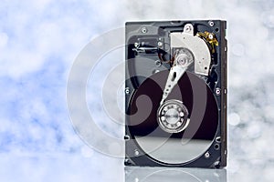 Computer Hard Disk On Blurred Background photo