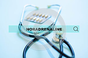 NORADRENALINE - medical text on a turquoise background photo