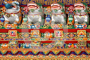 Norbulingka Summer palade of Dalai Lama in Lhasa, Tibet, carving of animals and birds decoration