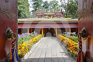 Norbulingka Summer palade of Dalai Lama in Lhasa, Tibet, gate entrance view