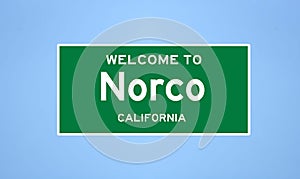 Norco, California city limit sign. Town sign from the USA.