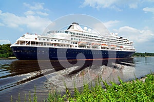 Nord-Ostsee-Kanal with passenger ship near Rendsburg, Germany
