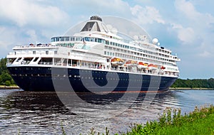 Nord-Ostsee-Kanal in Schleswig-Holstein with cruise ship, Germany