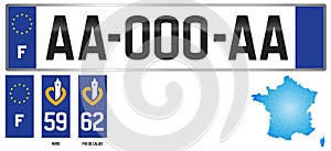 Nord - Pas de Calais, France, french regional license plate template