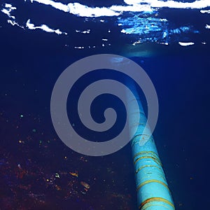 Nord stream gas pipeline underwater imaginary illustration leaking gas