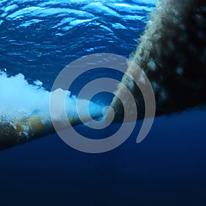 Nord stream gas pipeline underwater imaginary illustration leaking gas