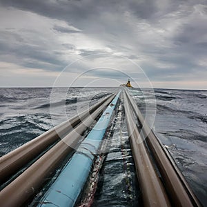 Nord stream gas pipeline underwater imaginary illustration leaking gas