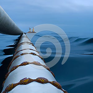 Nord stream gas pipeline underwater imaginary illustration leaking gas