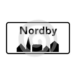 Nordby city road sign in Denmark