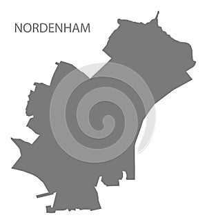 Nordenham German city map grey illustration silhouette shape