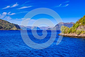 Nordfjord, a beautiful landscape with fjord and mountains.