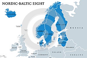 Nordic-Baltic Eight NB8 member states political map