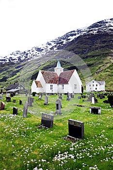 Nordic Churchyard, Mountain Scene