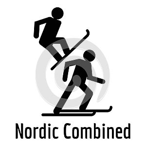 Nordic combined icon, simple style.