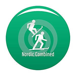 Nordic combined icon vector green