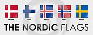 The Nordic countries flag. Set of square flags designed