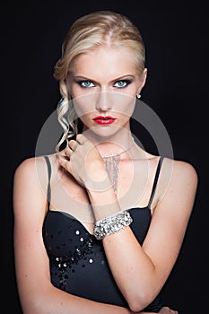 Nordic elegant girl with shiny bracelet