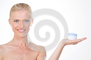 Nordic girl with anti age cream