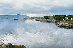 Nordic landscape on the coast near the famous Atlantic Road, More og Romsdal, Norway