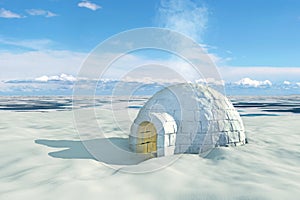 Nordic landscape with igloo photo