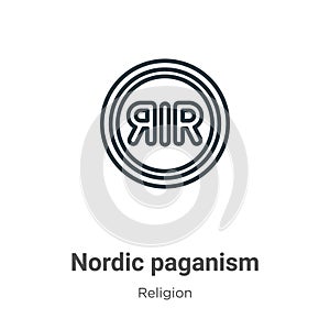 Nordic paganism outline vector icon. Thin line black nordic paganism icon, flat vector simple element illustration from editable